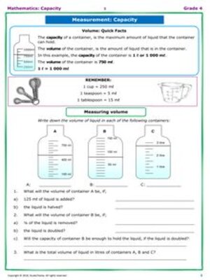 cover image of Grade 4 Maths Workbook: Measurement, Capacity